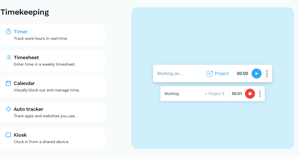 Timekeeping Tracking Screenshot